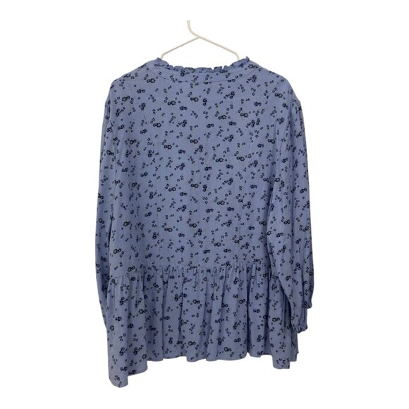 Como Blu Womens 100% Rayon Blue Floral Print Top Blouse SZ 2X V-Neck 3/4 Sleeve - Picture 7 of 12
